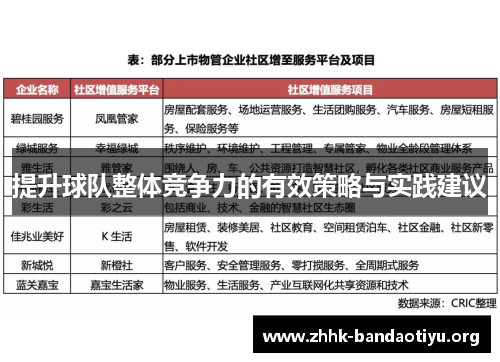 提升球队整体竞争力的有效策略与实践建议